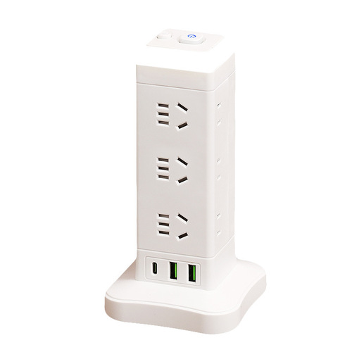 Vertical tower socket Rubik's cube strip household multi-functional plug board porous wiring board USB plug strip with night light