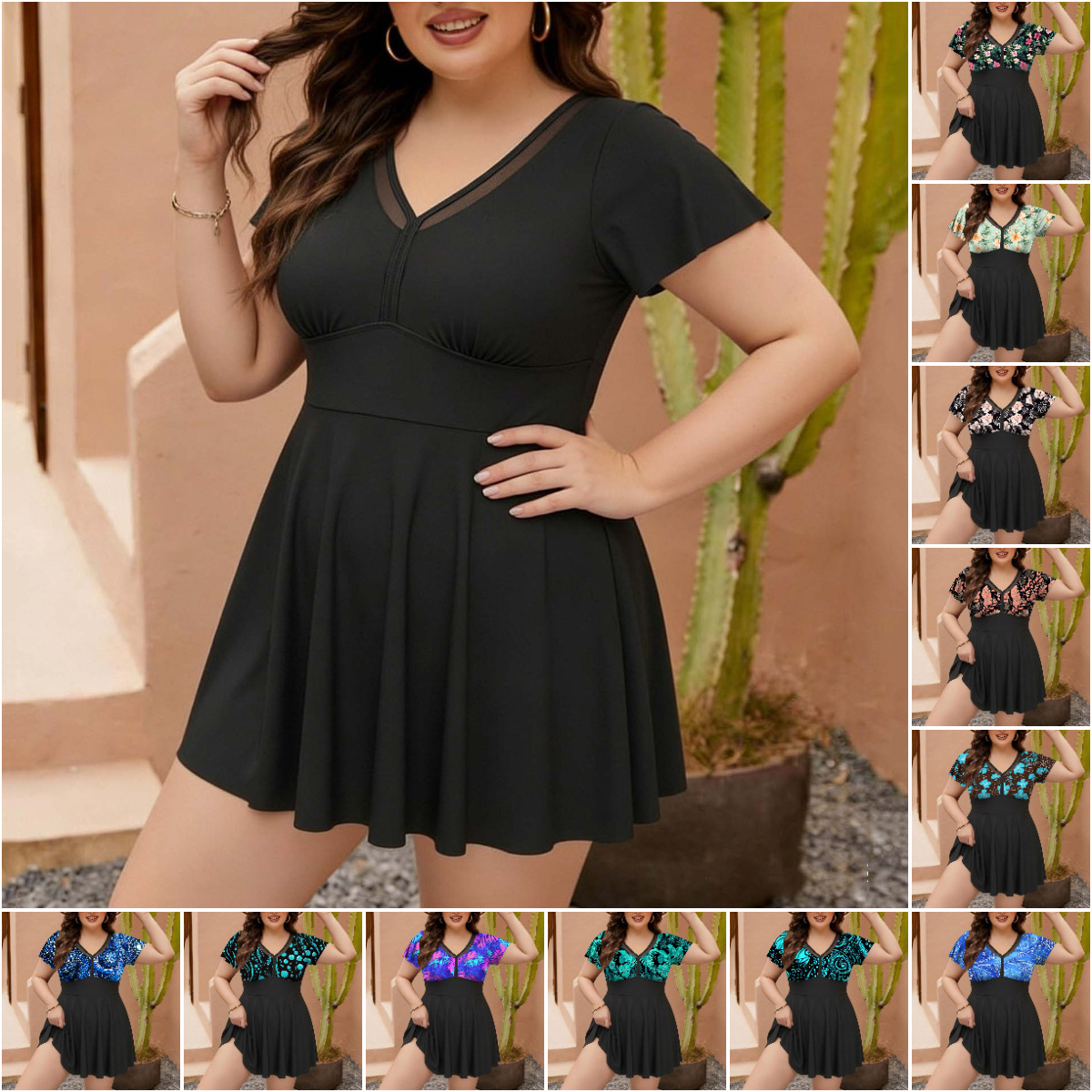 2026新款欧美跨境大码分体泳衣女遮肉显瘦肥婆加大时尚比基尼泳装