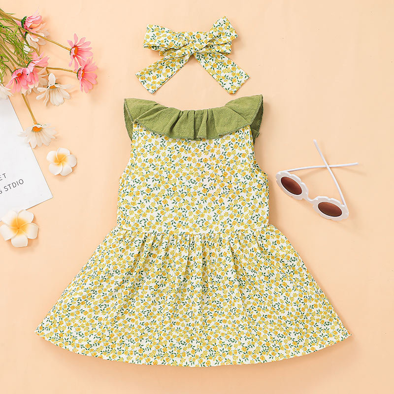 2022 Baby Floral Dress Spring And Summer Sweet Baby Sleeveless Printed Dress display picture 3