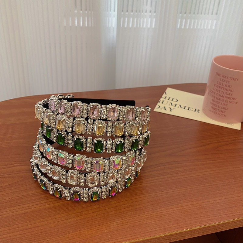 Solid Color Pattern Women'S Gender Diamond Design Modern Style Style Modern Style Women'S Solid Color Alloy Diamond Hair Band