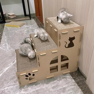 Cat Scratch Board Nest Cat Nest Integrated Cat Claw Board House Villa Corrugated Paper Cat Scratch Board Extra Large Carton Cat Nest Cat Box