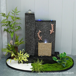 Stone water curtain wall running water ornaments outdoor screen fountain landscape stone indoor landscaping porch fish tank living room decoration