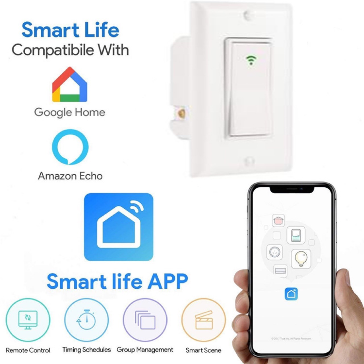 外贸专供美规涂鸦wifi智能开关 手机APP远程控制Alexa 语音控制