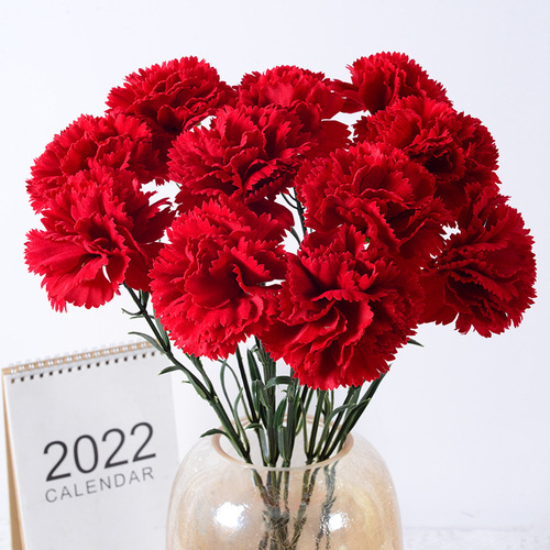 Simulated single-headed carnation, simulated flower, fake flower, wedding home teacher's day, mother's day gift, gift manufacturer wholesale