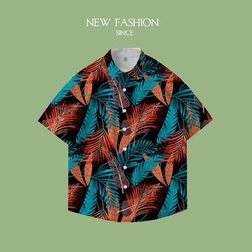 Hollywood Retro Men's and Women's Hawaiian Flower Shirts - Men's Summer T-Shirts - Short Sleeve Half Sleeve Loose Couple's Tops for Men