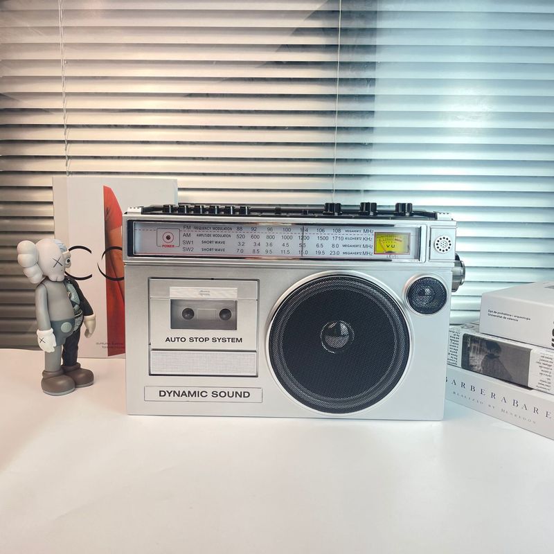充電式レトロ磁気テープレコーダーカセットラジオfm中波短波bluetoothスピーカーカード|undefined