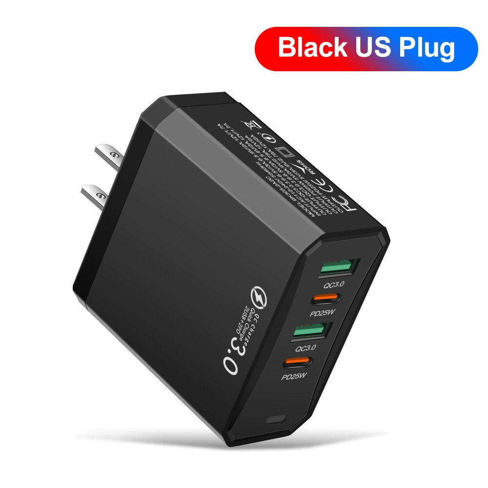 Стандартный 100W 2USB+2PD зарядное устройство для мобильного телефона, планшета европейский, американский и британский сверхбыстрая зарядка многопортовый адаптер