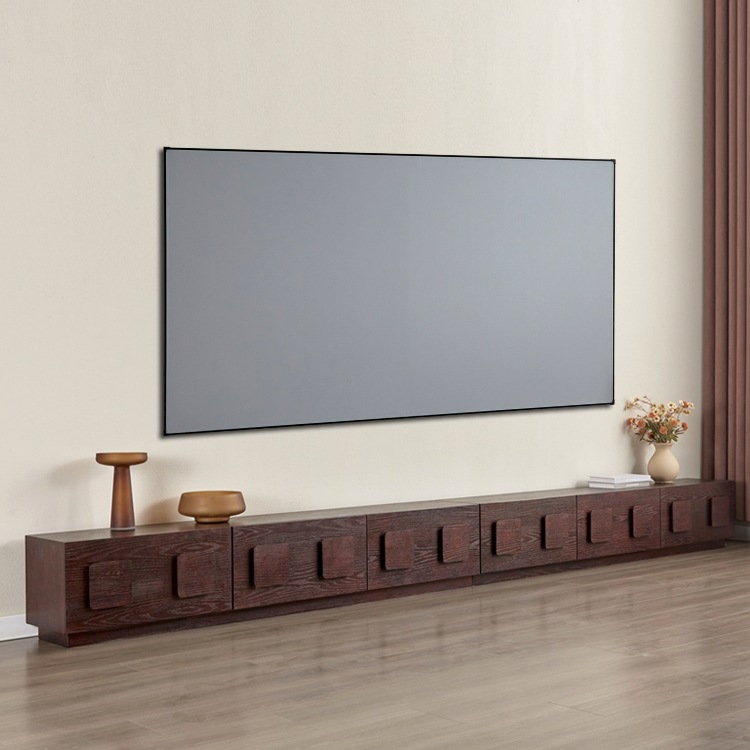 New Retro Solid Wood Tv Cabinet Walnut Color Mid-Century Style Floor-Standing Large-Scale Film and Television Storage Ash Wood Floor H^