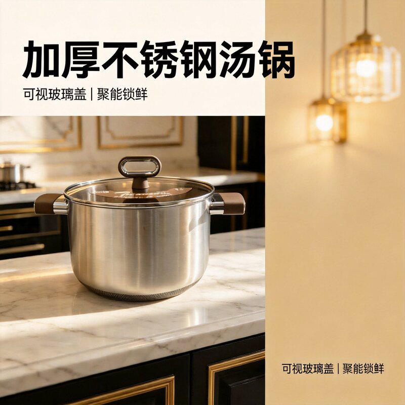 Kangyile Seven-Layer Titanium Shield Deepened Soup Pot, Thickened, Efficient Heat Conduction, Corrosion-Resistant, Food-Grade Stainless Steel, No Coating Kangyile Seven-Layer Titanium Shield Deepened Soup Pot, Thickened, Efficient Heat Conduction, Corrosion-Resistant, Food-Grade Stainless Steel, No Coating