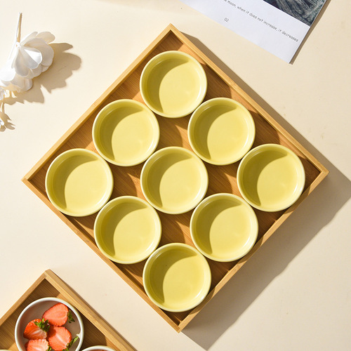 Japanese ceramic tableware divided plate nine-square grid dinner plate round condiment plate sushi Japanese sauce restaurant commercial