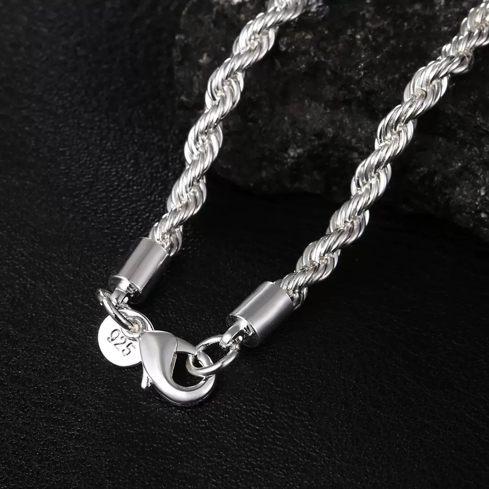 Silberne 925er Kordelkette Schlichte Europäische Mode Halskette_voghion.com