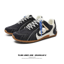 国潮新款休闲海军蓝运动鞋德训鞋薄底鞋百搭复古情侣阿甘鞋男鞋潮