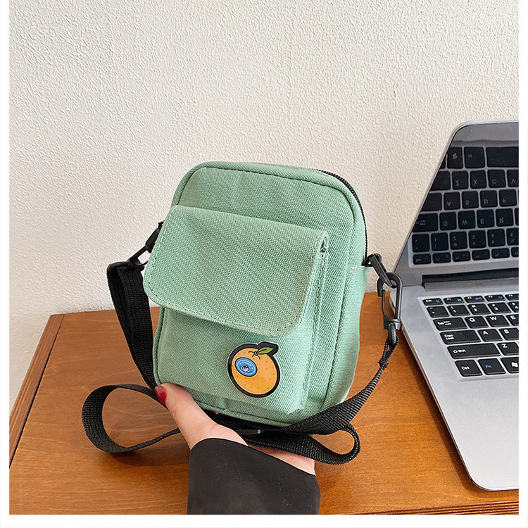 112g Weight Sewing Thread Fashion Element Zipper Closure Type Single Shoulder Strap Strap Type Square Bag Bags Type Casual Occasion Canvas Material Fruit, Solid Color Pattern All Seasons Season Women's Gender Streetwear Style Square Shape Small Size Women's Small Canvas Fruit Solid Color Streetwear Sewing Thread Square Zipper Square Bag 16