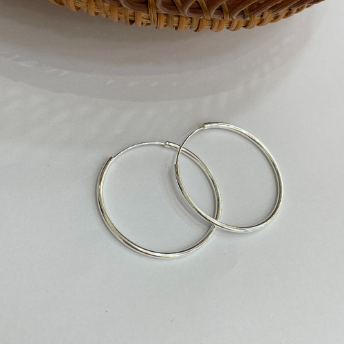 Pure Silver S925 Oversized Thick Round Simple Hoop Earrings for Women, Fashion Trendy Hoop Earrings with a Pop Star Vibe