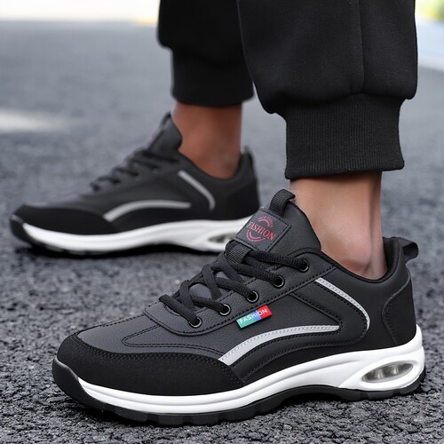 New men's large size autumn shoes, casual sports running travel shoes with anti-slip, wear-resistant air cushion.