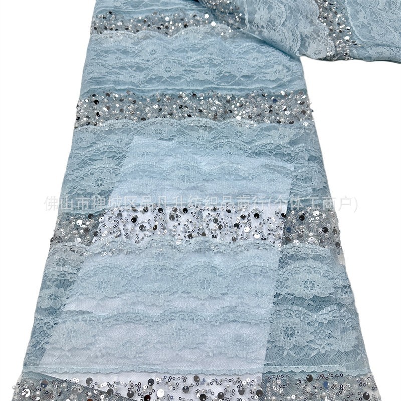 24 filas de encaje hecho a mano 8 filas de cuentas de tela bordada de cristal de alta calidad sequilla tela de moda vestido