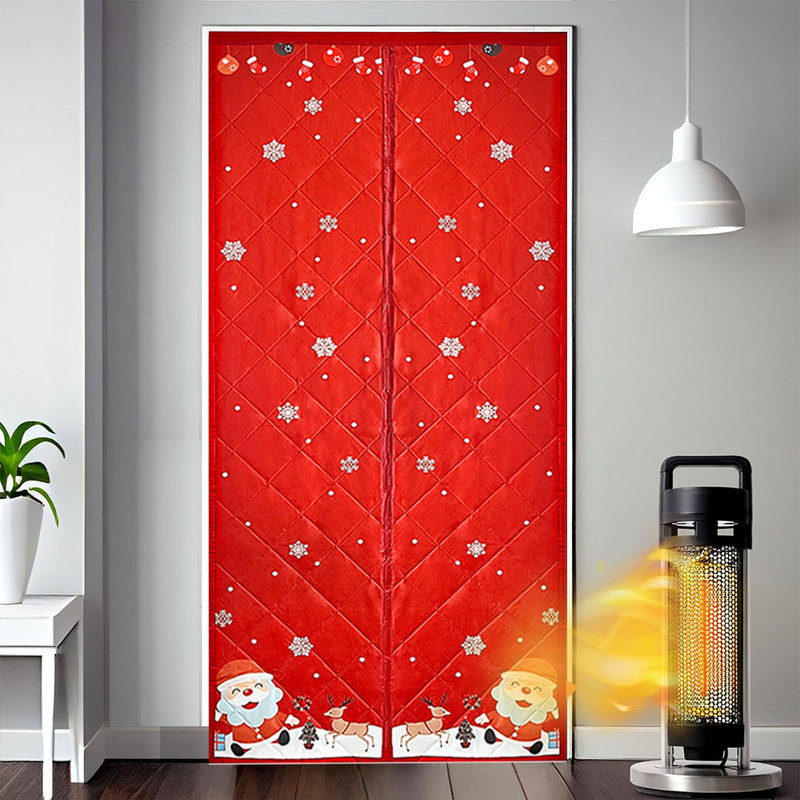 Cross-Border Amazon Christmas Magnetic Insulated Door Curtain Winter Snowflake Insulated Door Cover Winter Warm Windproof and Heat Insulation