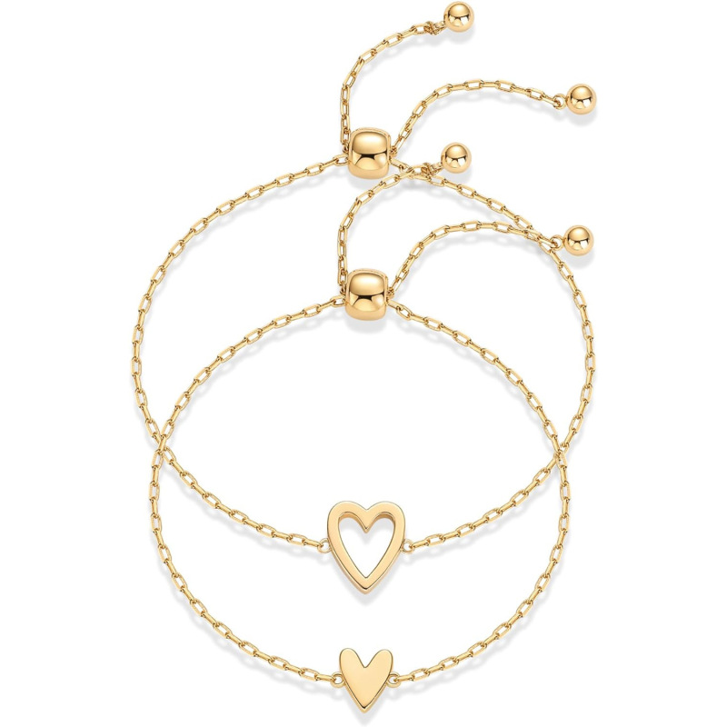 Popular Women's Hollow-Shaped Pendant Bead Set, Ins-Style Adjustable Love and Friendship Two-Piece Bracelet Set Popular Women's Hollow-Shaped Pendant Bead Set, Ins-Style Adjustable Love and Friendship Two-Piece Bracelet Set