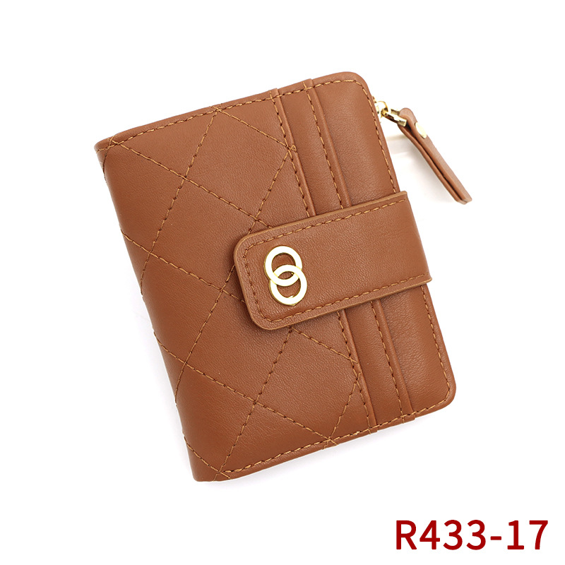 Versión coreana de la hebilla de la billetera de las señoras del rombo de la moda corta, el monedero delgado de varias tarjetas, el bolso de identificación, la billetera al por mayor