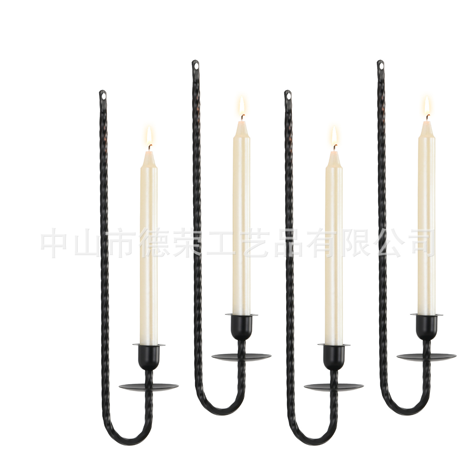 Simple candelabro de hierro forjado colgado en la pared de alto nivel en la pared de hierro forjado en forma de botón L decoración de la atmósfera de candelabro 2 piezas set