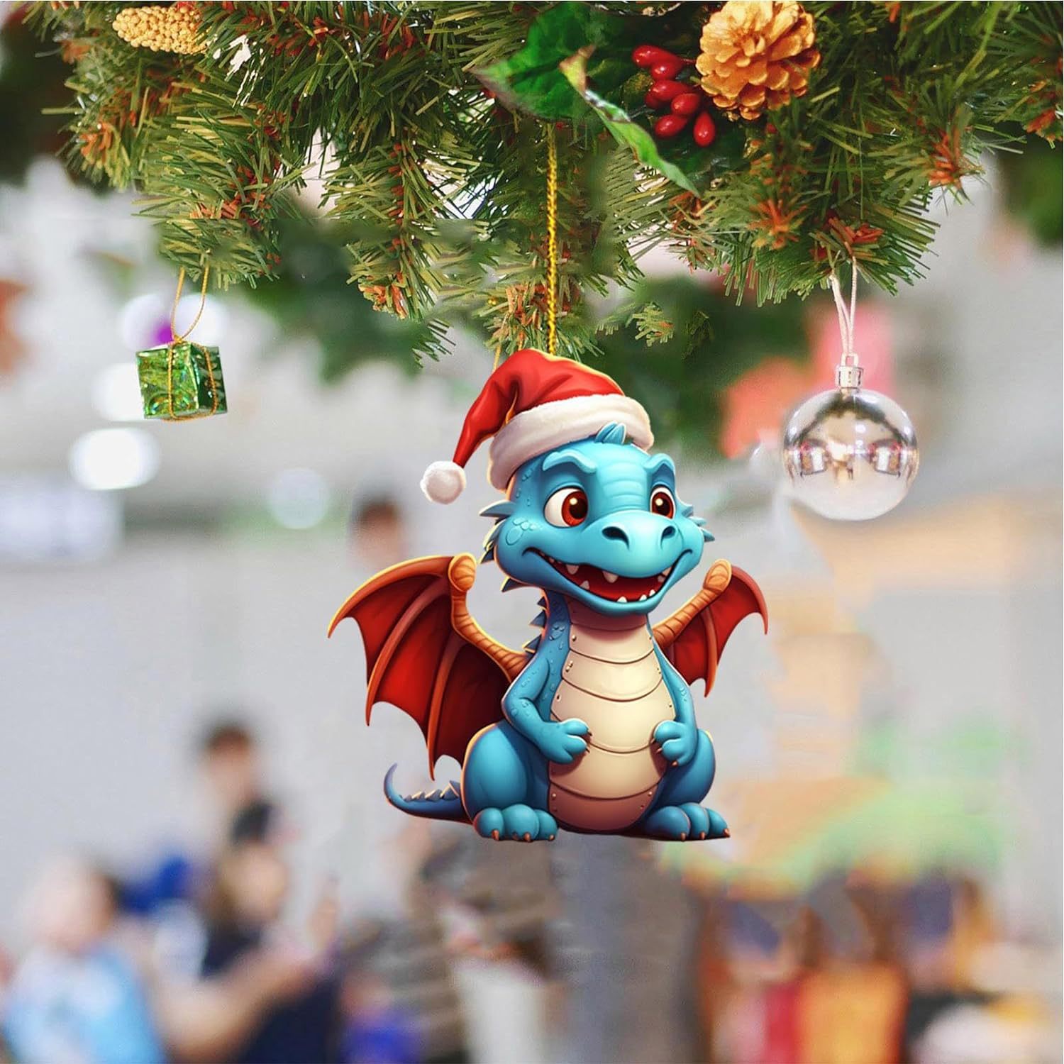 Amazon transfronterizo nueva serie de dinosaurios de Navidad colgante decoraciones de coches de Navidad acrílico colgante plana