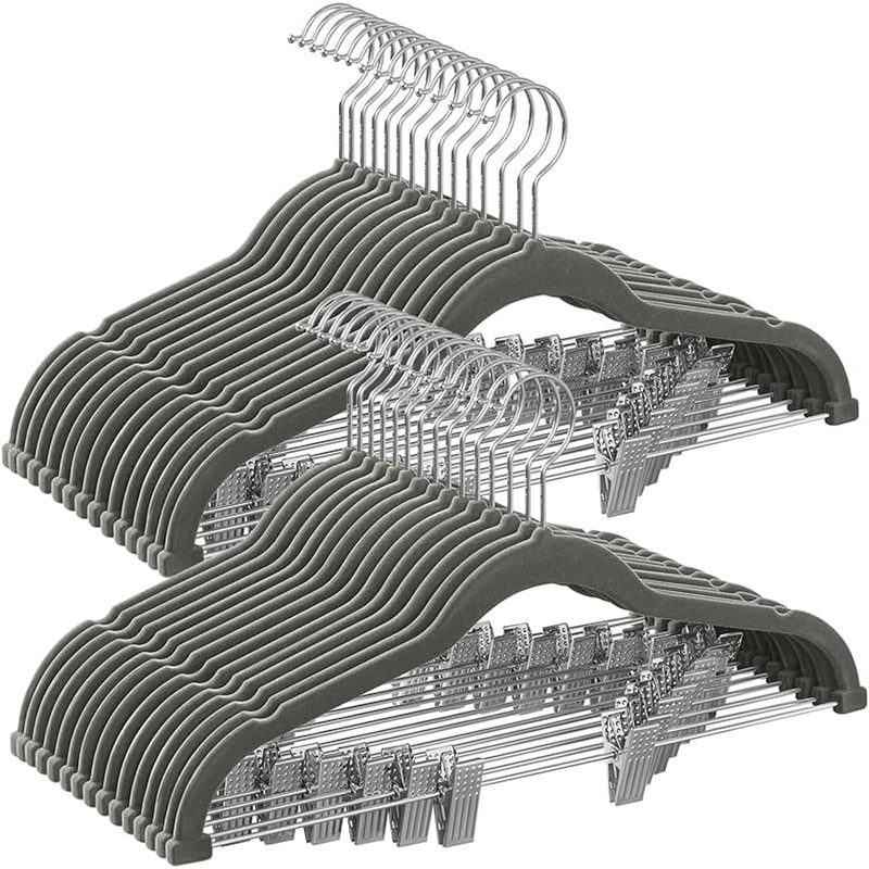 Pantalones adultos rack flocado percha con clip de plástico antideslizante tienda de ropa rack de secado percha de plástico al por mayor
