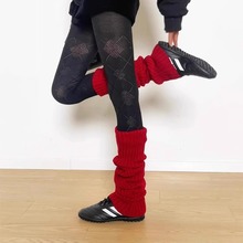 秋冬季款红色袜套雪地靴袜套女瑜伽裤腿套女针织堆堆袜保暖护腿jk