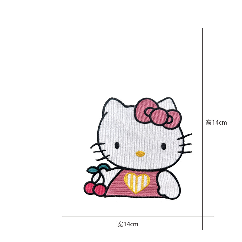 Cartoon al por mayor bordado por computadora kt pegatinas de tela de gato Sanliogou diy pegatinas de parche tejido cesta de ropa adorno accesorios pegatinas