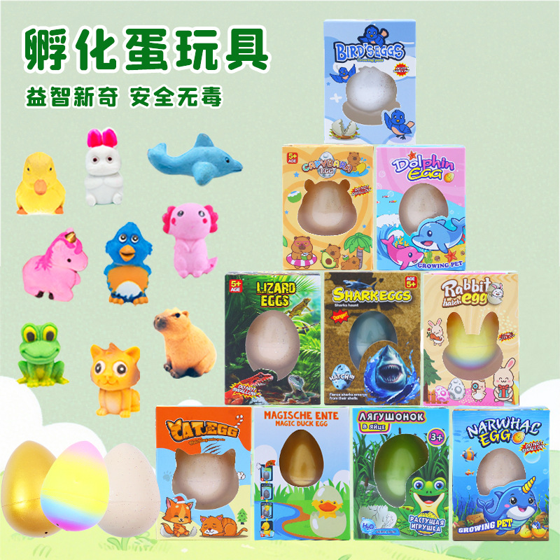 新款泡水孵化恐龙蛋动物蛋多款盲盒吸水膨胀破壳变大儿童玩具批发
