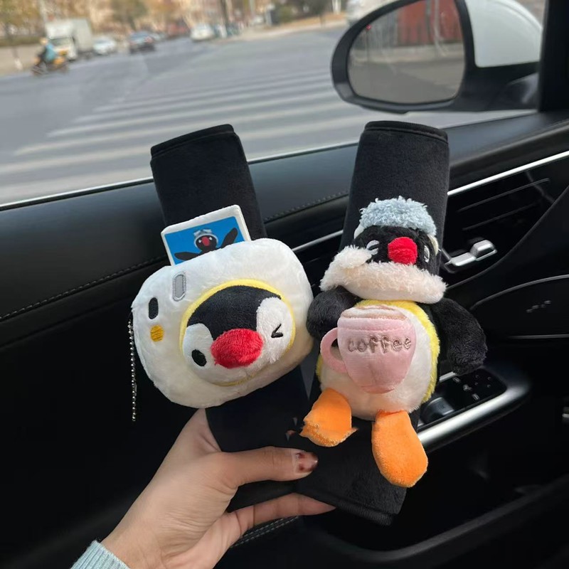 Pingu Doll Car Seatbelt Shoulder Pad Cute Penguin Family Pingu Car Shoulder Protector Anti-Strangling