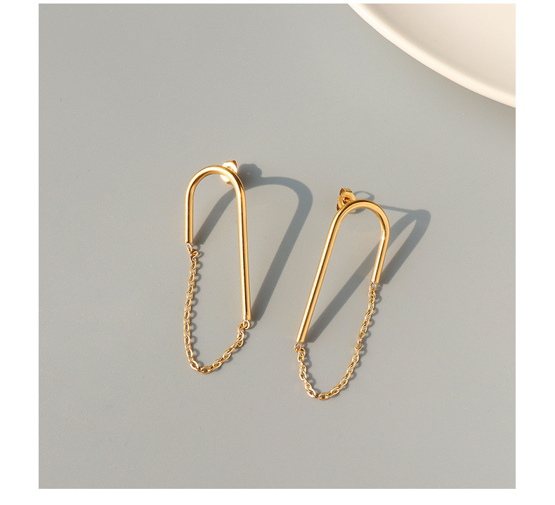 Chain U-shaped Titanium Steel Earrings display picture 4