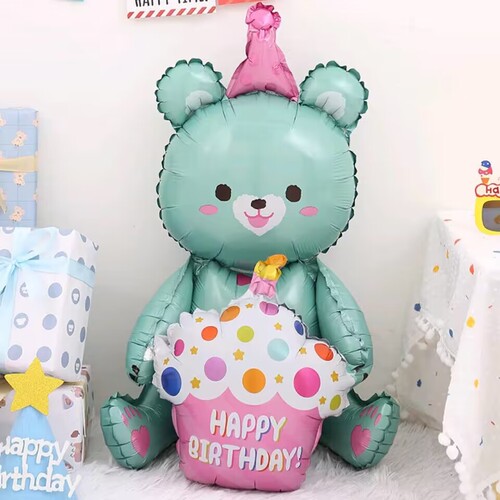 ins Xiaohongshu cake decoration bear aluminum film balloon birthday party photo decoration layout props cartoon