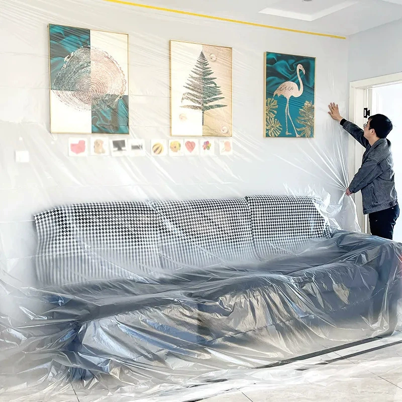 Одноразовая пылезащитная ткань, пылезащитная пленка, пластиковая пленка, декоративная мебель, защитная пленка, матрас, чехол для дивана, пылезащитный чехол, утолщенный
