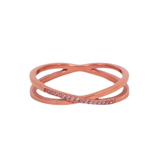 Golden fashionable ring, J5-310, Korean style, micro incrustation, pink gold, on index finger 2