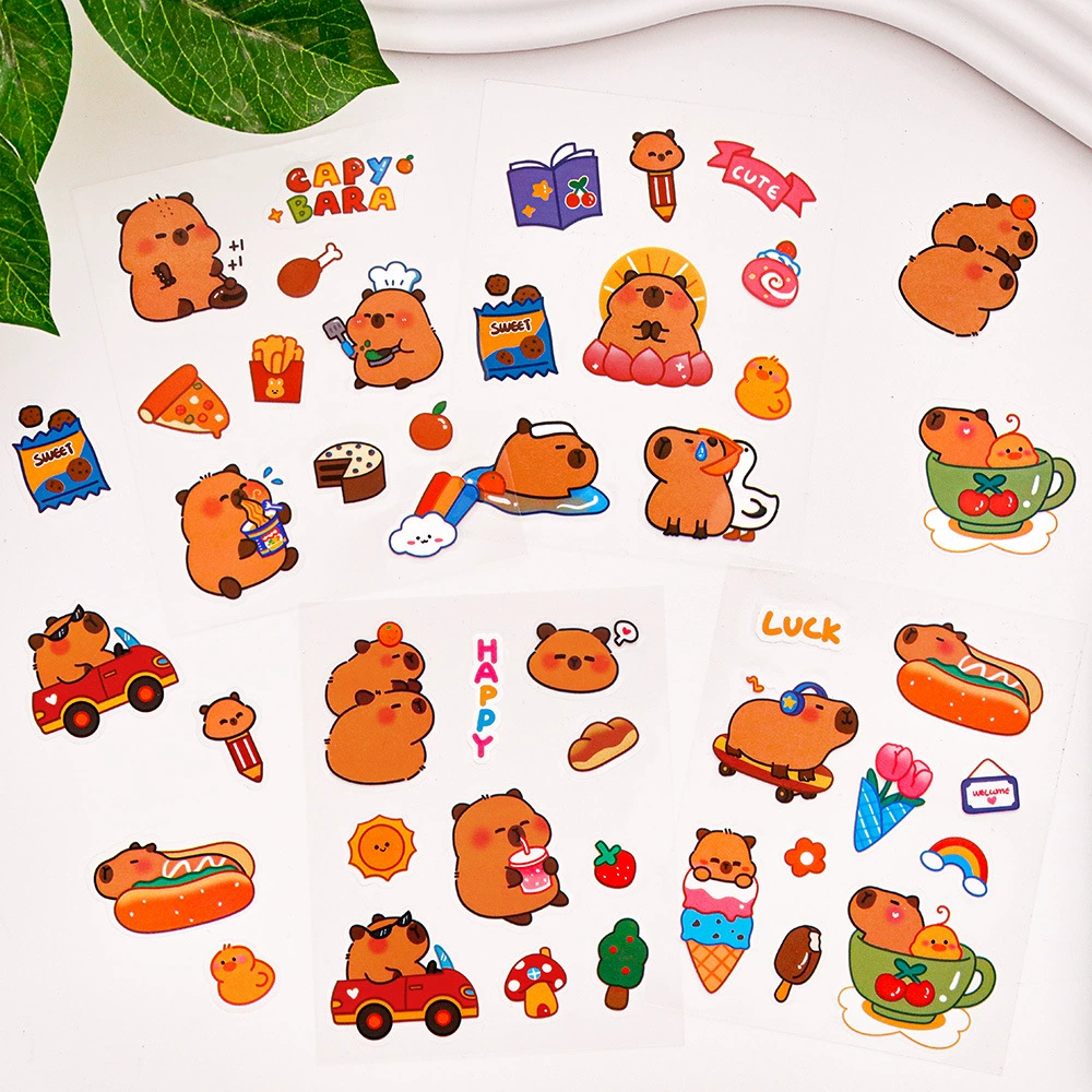 Наклейки с капибарой из ПЭТ, милые наклейки для студенческих журналов, мультяшные капибары, наклейки для телефона, DIY, маленькие наклейки.