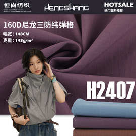 160D尼龙三防纬弹格塔丝隆 滑雪服登山服冲锋衣面料涤塔夫现货