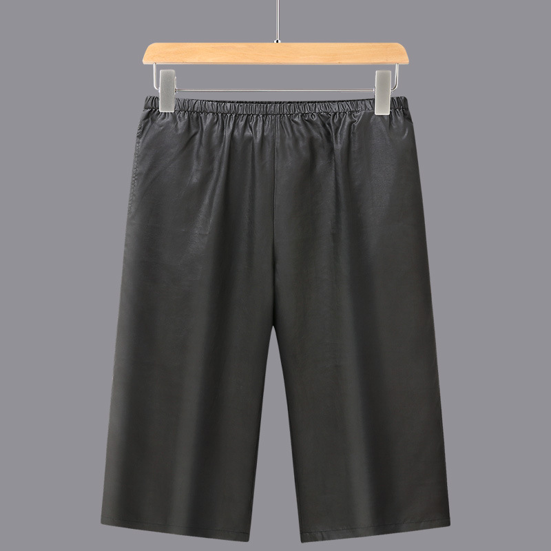 Men's Outer Shorts for Middle-Aged and Elderly People, High-Quality Pure Color Mulberry Silk, Light and Fragrant Cloud Yarn, Comfortable Cropped Pants for Dad