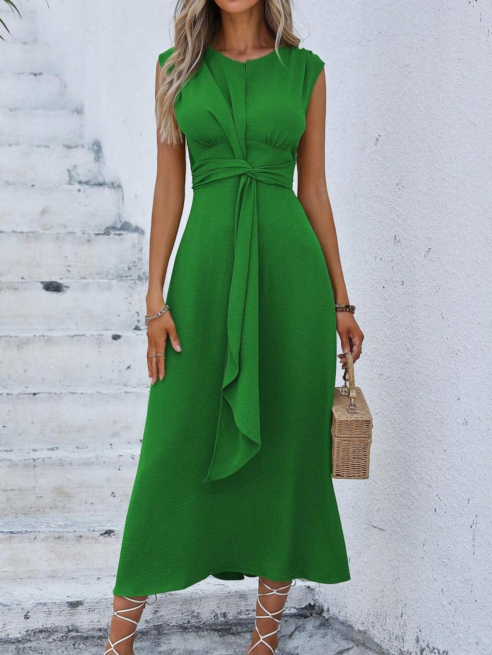 327g Weight Midi Dress Dress Length Type Sleeveless Sleeve Length Sheath Dress Dresses Type Sleeveless Sleeve Type Polyester Fabric Type Elastic Waist Waist Line Holiday Occasion Round Neck Neckline Regular Fit Fit Type Solid Color Pattern Summer Season Women's Gender Streetwear Style Wholesale Women's Streetwear Solid Color Holiday Round Neck Sleeveless Sheath Dress 6