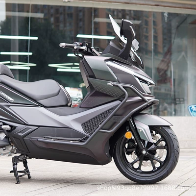 Suitable for Sanyang Cruiser 400 Motorcycle Crash Protection Bars, Front and Rear Exhaust Bars, Tail Rack, Rear Rack, Front Bar Modification (Motorcycle bumper) - matte-black-carbon-steel-front-bumper