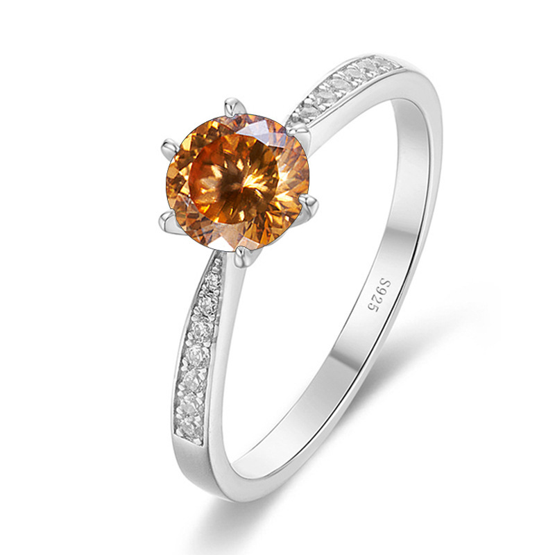 Anillo de boda multicolor, anillo de bodas sofisticado, piedra rosa de moissanita, S925 plata esterlina, fuego