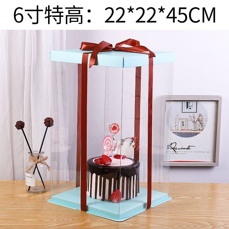 Cubierta de papel transparente caja de pastel caja de embalaje 6 6 6 6 8 8 10 + 12 pulgadas sola doble capa neta roja transparente cumpleaños caja de embalaje