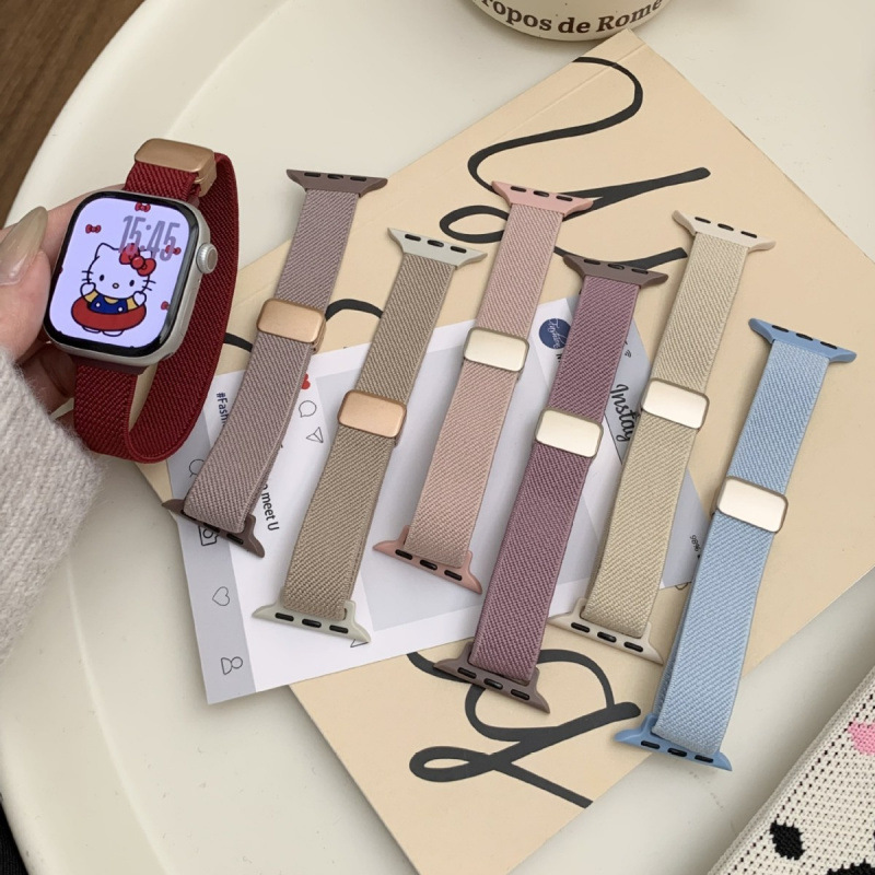 Suitable for Apple Watch11 Watch S10 Watch Strap Female Iwatch98765Se Fine Nylon Magnetic Buckle Suitable for Apple Watch11 Watch S10 Watch Strap Female Iwatch98765Se Fine Nylon Magnetic Buckle