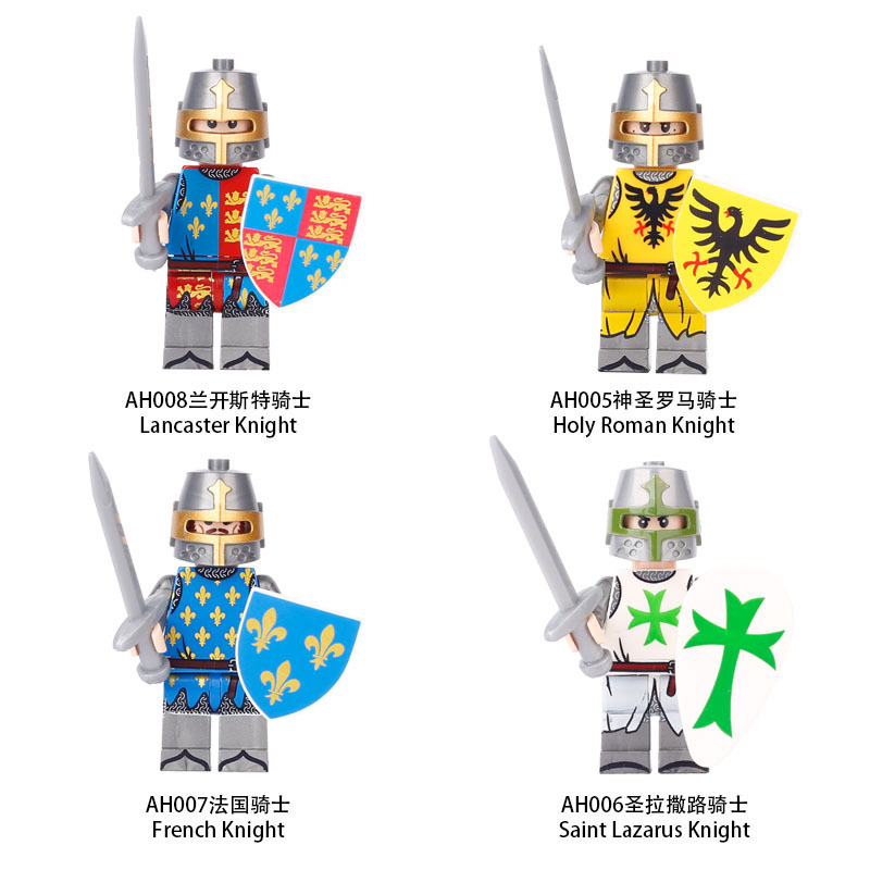 Foreign trade for military medieval castle knight soldier man helmet weapon small particle building block toy cross-border