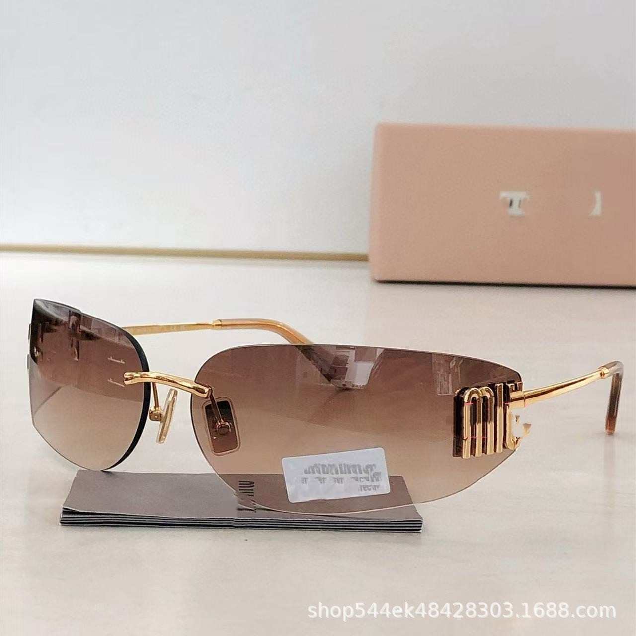 2025 Miaojia New Frameless One-Piece Xiaohongshu Same Style Curved Narrow Frame Sunglasses 51S Fashion Sunglasses for Women