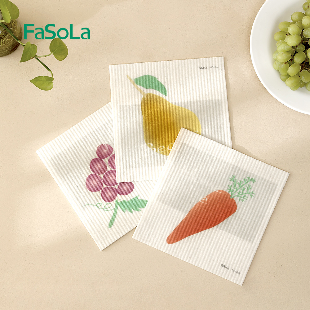 FaSoLa Wood Pulp Cotton Dish Cloth Kitchen Dish Cloth Housework Cleaning Oil Stain Cleaning Cloth Wet and Dry Dish Cotton