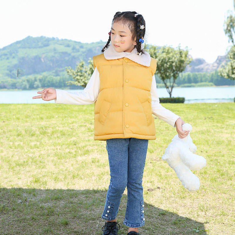 Chaleco de algodón para niños con forro polar para niños y niñas Chaleco de ropa exterior para niños mediano y grandes chaleco protector para niños Otoño e Invierno Nuevo