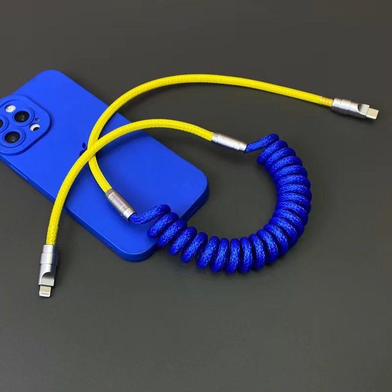 Cable DE DATOS telescópico espiral de primavera a juego de color personalizado para Apple iPad Android Huawei Xiaomi Tipo-C