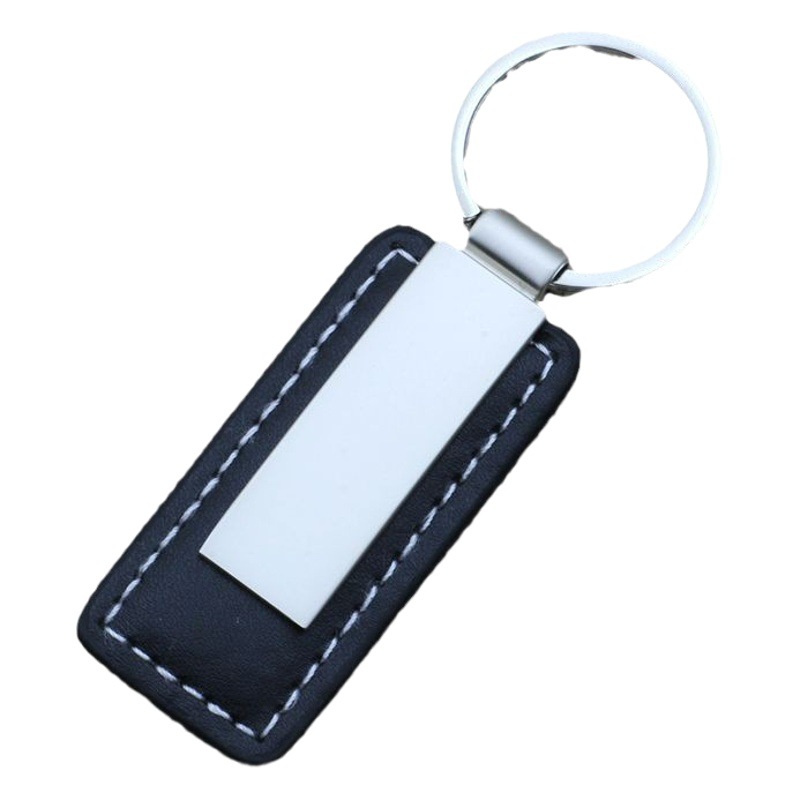 Keychain Rectangular Leather Clip Manufacturer Wholesale Leather Advertising Logo In-Stock Promotional Small Gift Pendant Wholesale