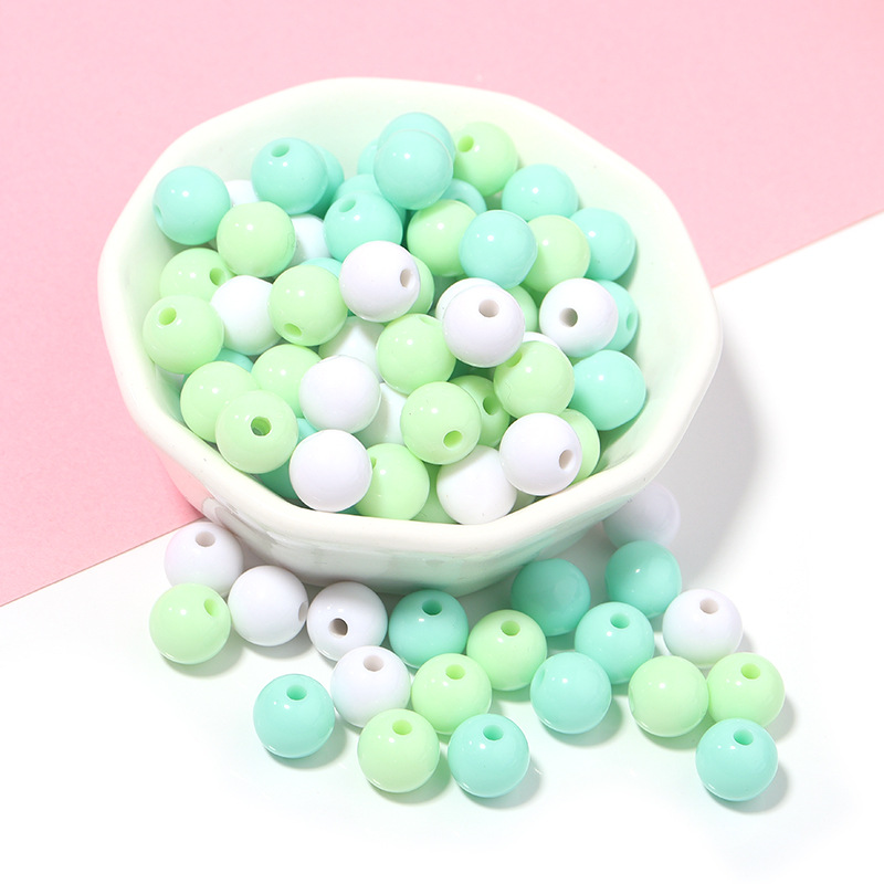 Cuentas redondas acrílicas de color sólido para Navidad, cuentas redondas de color sólido para joyería hecha a mano, accesorios de bricolaje, cuentas redondas de color sólido, cuentas sueltas.