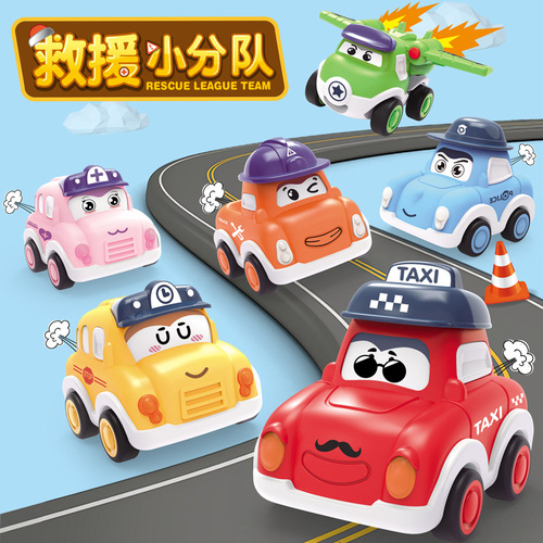 Toy car boy and girl baby pull-back car inertia aircraft rescue police car ambulance school bus bus set